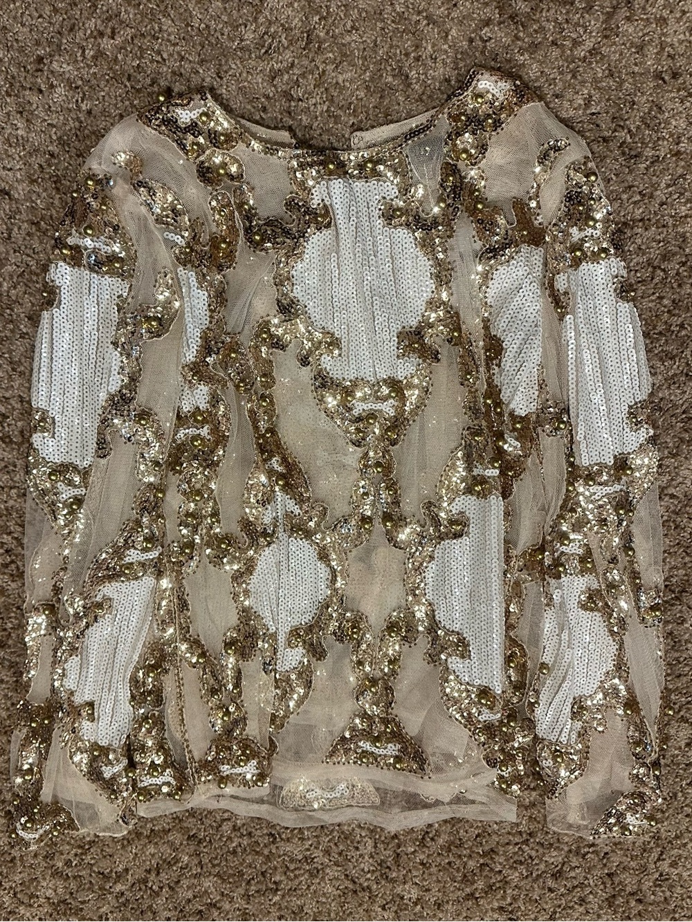 Gold Sequin Embellished Sheer Women’s Top